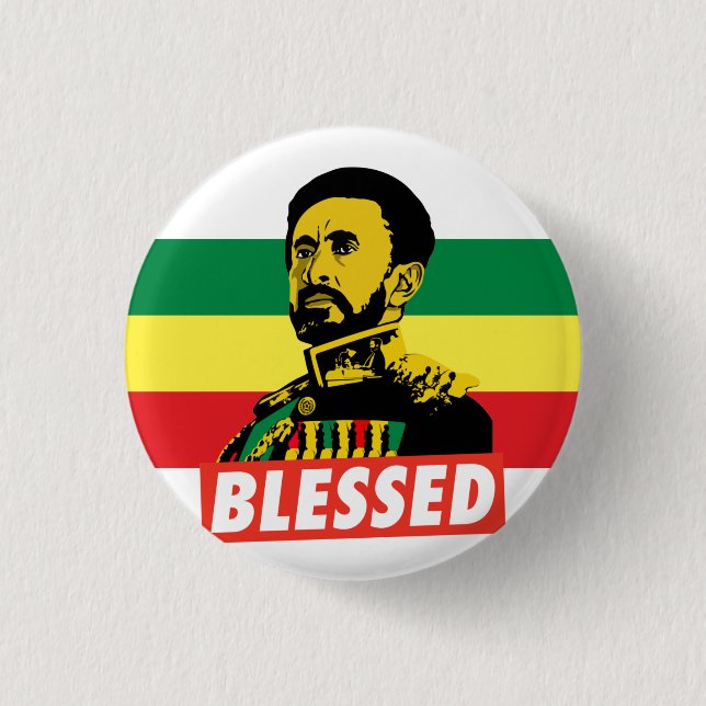 Haile Selassie I Jah Rastafari Rasta Reggae Roots Button (Vorderseite)