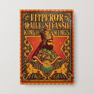 Haile Selassie I Jah Rastafari Rasta Reggae Roots Button