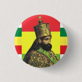Haile Selassie I Jah Rastafari Rasta Reggae Roots Button