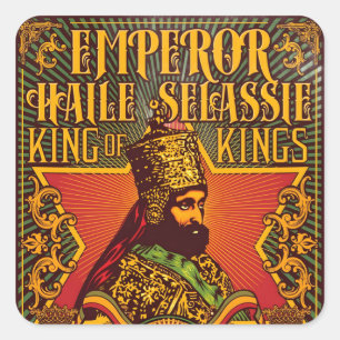 Haile Selassie I Jah Rastafari Rasta Reggae Roots Quadratischer Aufkleber