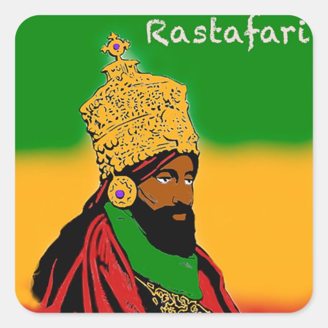 Haile Selassie I, Rastafari-Aufkleber Quadratischer Aufkleber (Vorderseite)