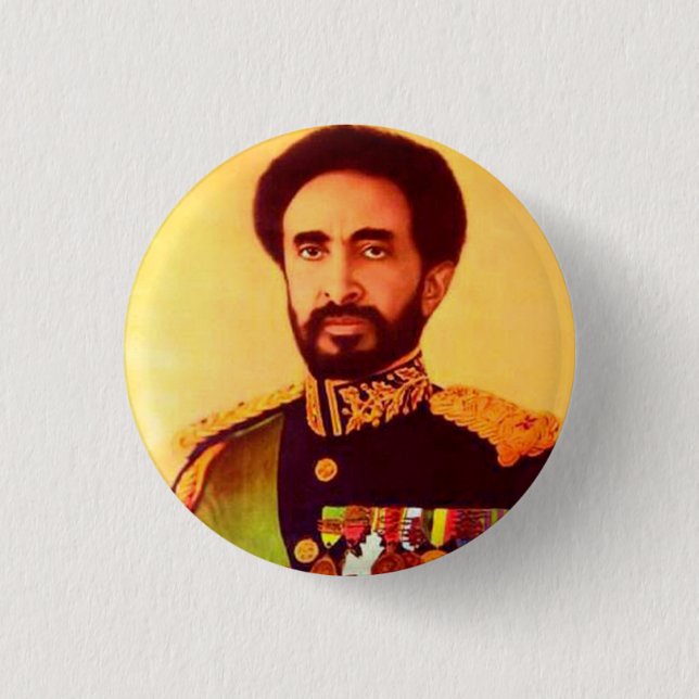 Haile Selassie - Jah - Messiah - Rastafari Button (Vorderseite)