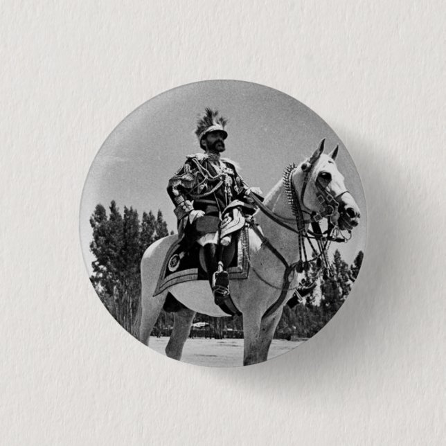 Haile Selassie - Jah - Messiah - Rastafari Button (Vorderseite)