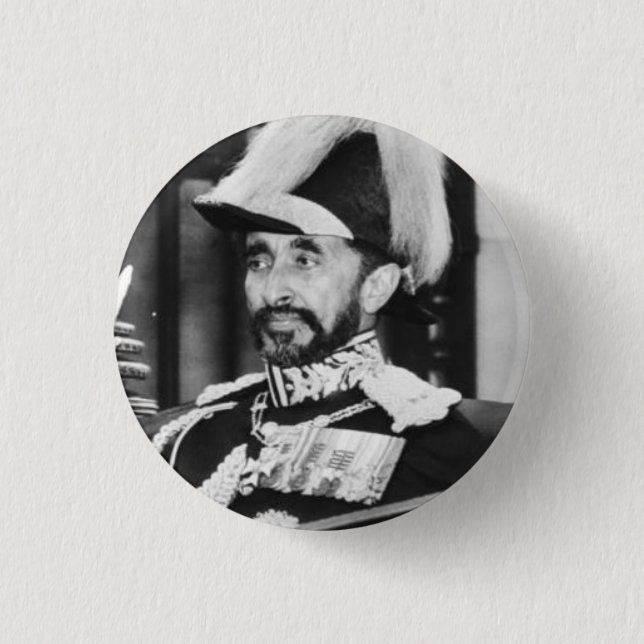Haile Selassie - Jah - Messiah - Rastafari Button (Vorderseite)