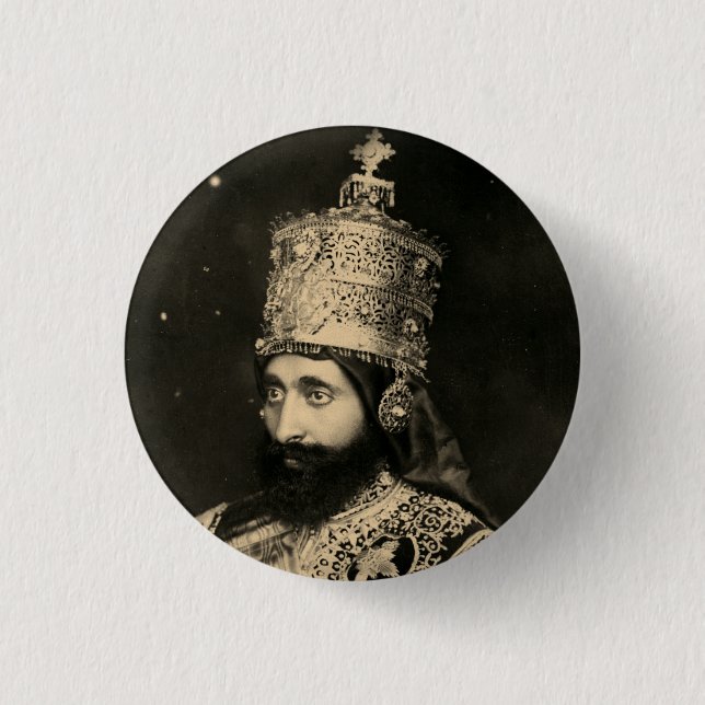 Haile Selassie - Jah - Messiah - Rastafari Button (Vorderseite)