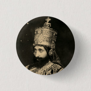 Haile Selassie - Jah - Messiah - Rastafari Button