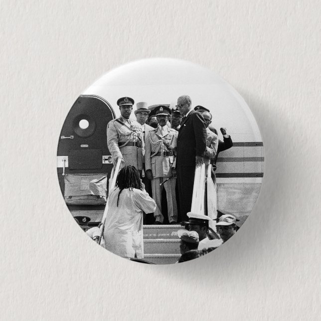 Haile Selassie - Jah - Messiah - Rastafari Button (Vorderseite)