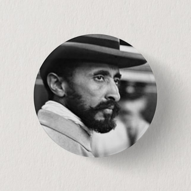 Haile Selassie - Jah - Messiah - Rastafari - Schal Button (Vorderseite)