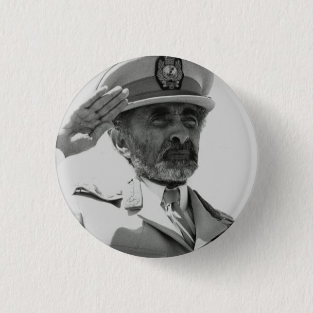 Haile Selassie - Jah - Messiah - Rastafari - Schal Button (Vorderseite)