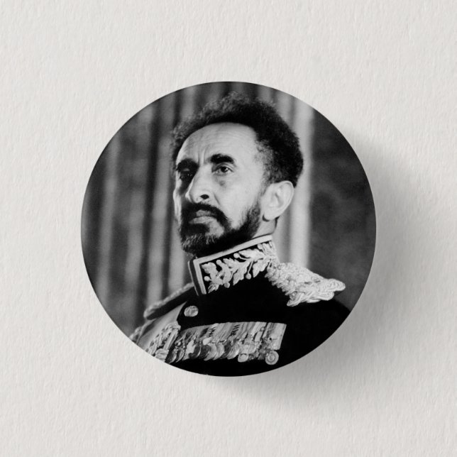 Haile Selassie - Jah - Messiah - Rastafari - Schal Button (Vorderseite)