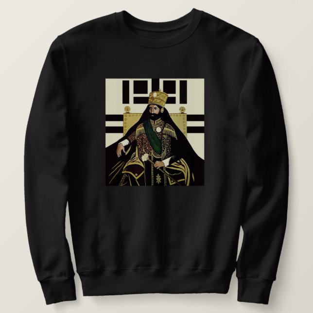 Haile Selassie Jah Rastafari Emperor Rasta Sweater Sweatshirt (Design vorne)