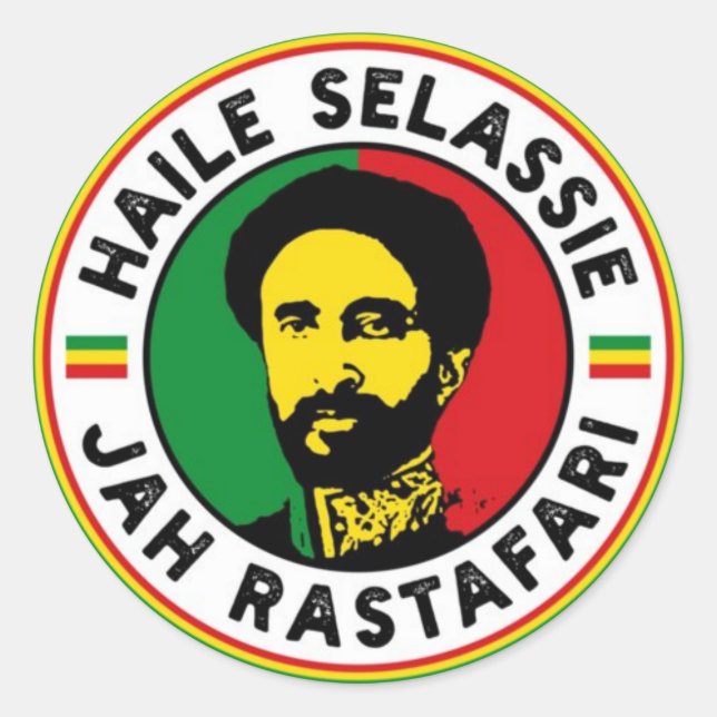 Haile Selassie Jah Rastafari Rasta Africa Roots  Runder Aufkleber (Vorderseite)