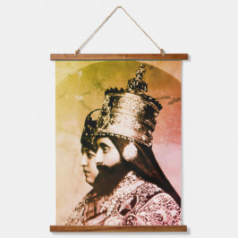 Haile Selassie Jah Rastafari Rasta Reggae Roots   Wandteppich Mit Holzrahmen