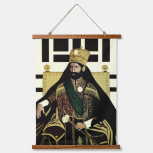 Haile Selassie Jah Rastafari Rasta Reggae Roots Wandteppich Mit Holzrahmen
