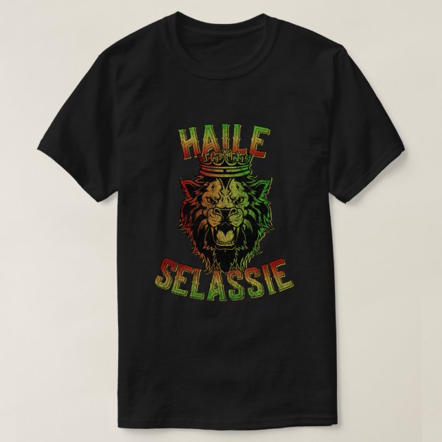 Haile Selassie Jah Rastafari Reggae T-Shirt (Design vorne)