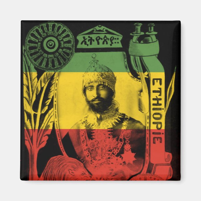 Haile Selassie Magnet Red Gold Green Rasta (Vorne)