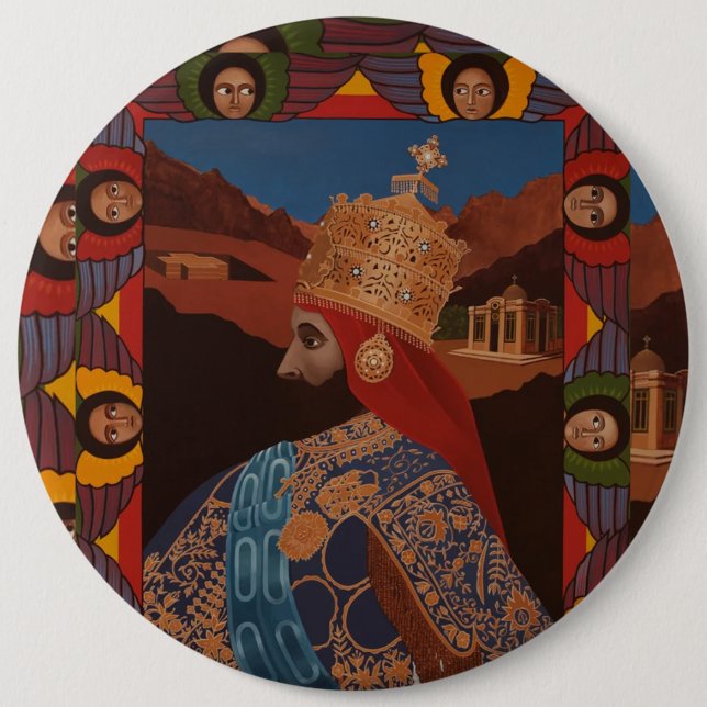 Haile Selassie Modern Art Jah Rastafari Roots Button (Vorderseite)