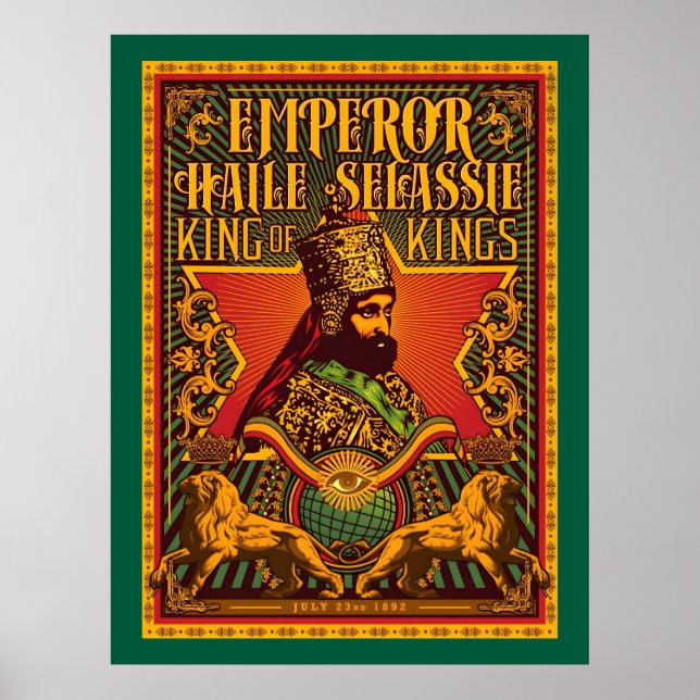 Haile Selassie Postcard Jah Rastafari Metal Print Poster (Vorne)