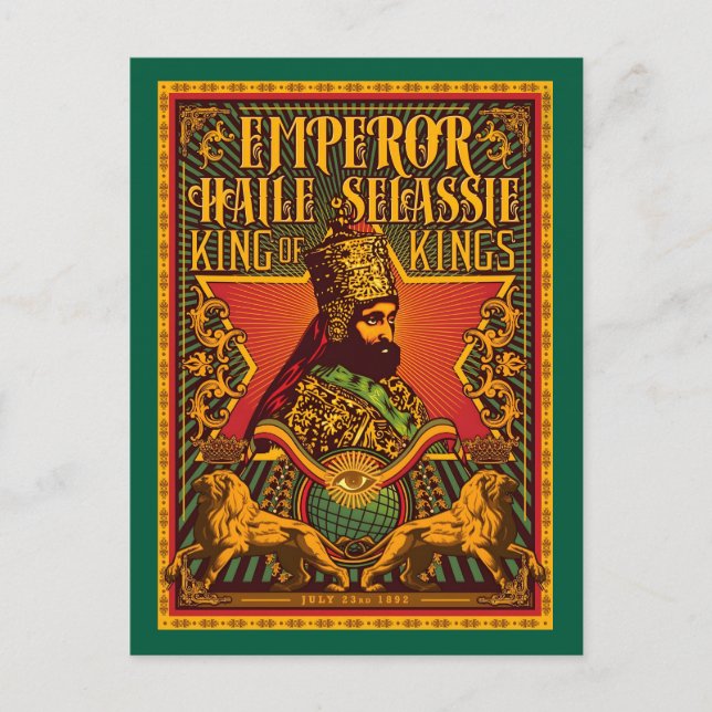 Haile Selassie Postcard Jah Rastafari Metal Print Postkarte (Vorderseite)