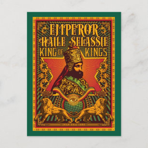 Haile Selassie Postkarte Jah Rastafari Metalldruck
