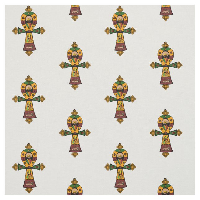 Haile Selassie Rasta Reggae Äthiopien Jamaika Ankh Stoff (Muster)