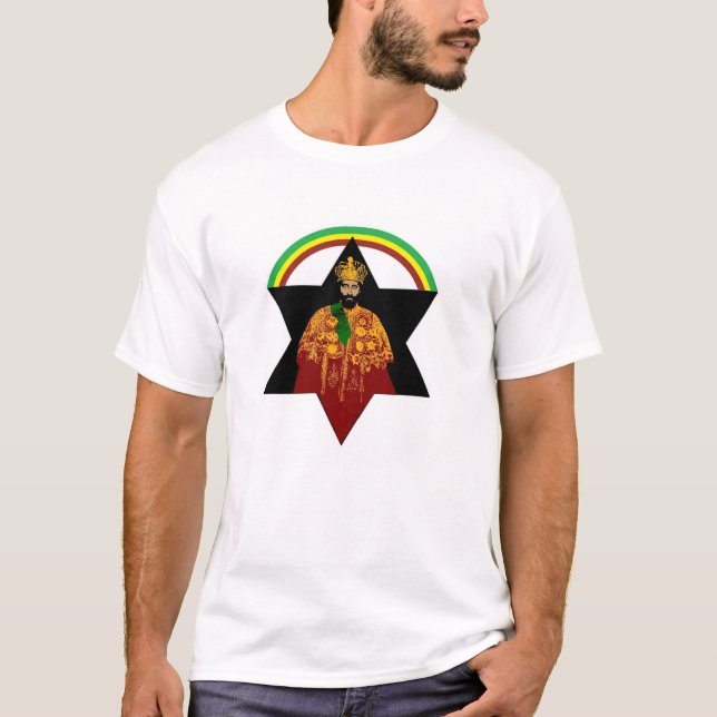 Haile Selassie Rasta Reggae Äthiopien Jamaika T-Shirt (Vorderseite)
