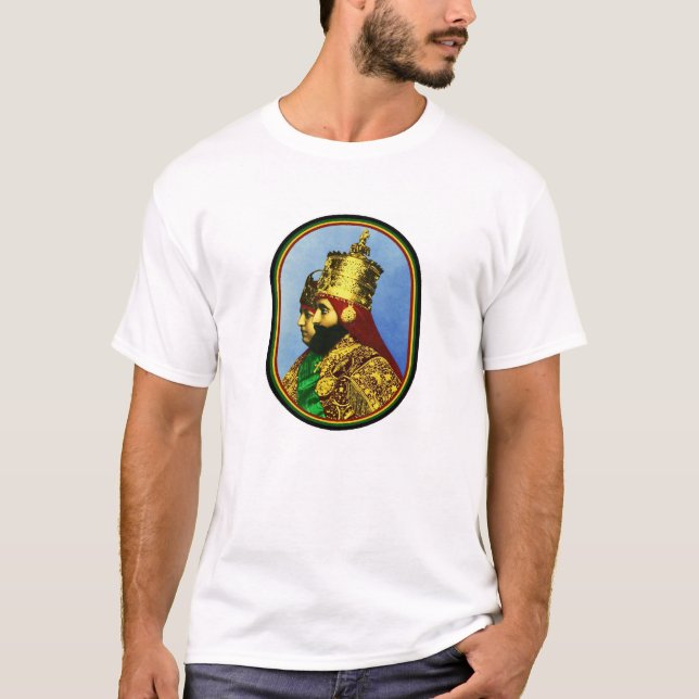 Haile Selassie Rasta Reggae Äthiopien Jamaika T-Shirt (Vorderseite)