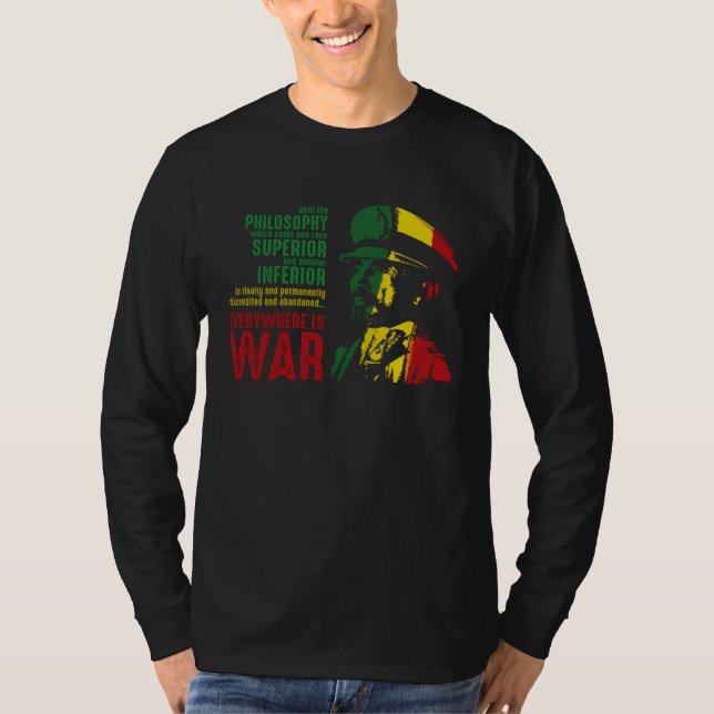 Haile Selassie Speech War Judah Lion  Jah Bless Ra T-Shirt (Vorderseite)