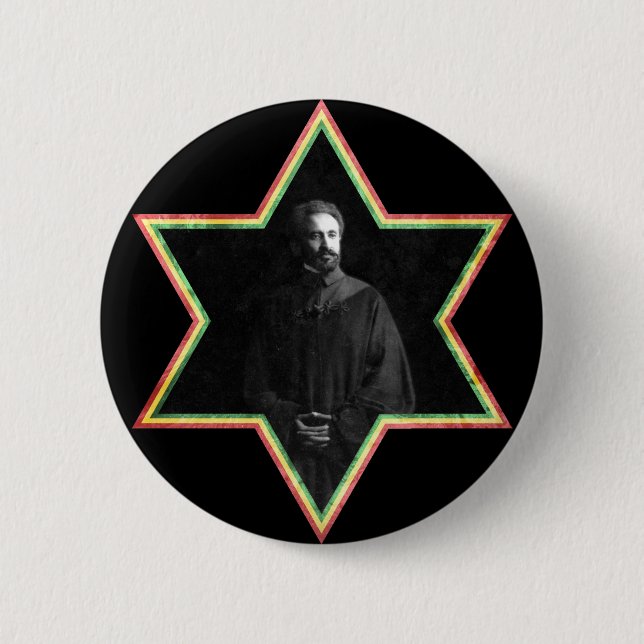 Haile Selassie Stern Davids Button (Vorderseite)