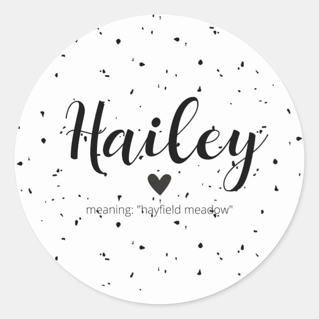 Hailey Name Reveal bedeutet minimale moderne neutr Runder Aufkleber (Vorderseite)
