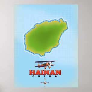 Hainan China Map Poster