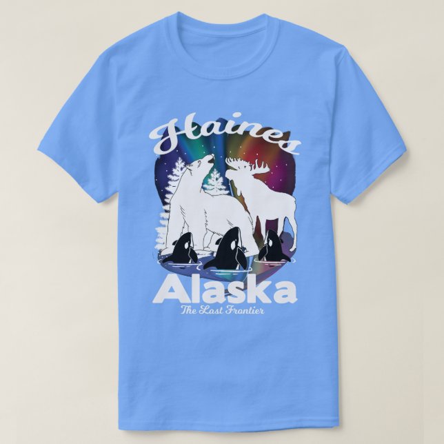 Haines Alaska Aurora Borealis Bear Orca T-Shirt (Design vorne)