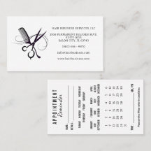 Hair Appointment Reminder Calendar Business Card