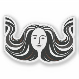 Hair Art Black and White Illustration Aufkleber