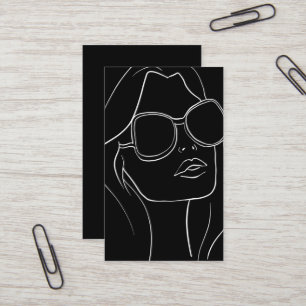 Hair & Beauty Retro Schwarz & Weiß Frauen Gesicht Visitenkarte