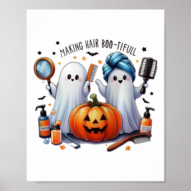 Hair Bootiful Halloween Hair Stylist Ghost Pumpkin Poster (Vorne)