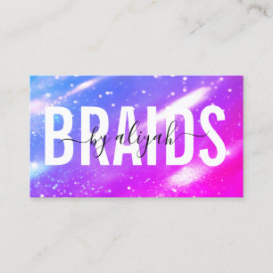 Hair Braiding Bold Typografie Holografie Visitenkarte
