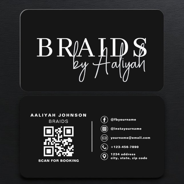 Hair Braiding Booking QR Code Visitenkarte (Von Creator hochgeladen)