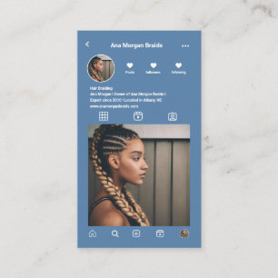 Hair Braiding instagram Foto Grid Qr Code blau Visitenkarte