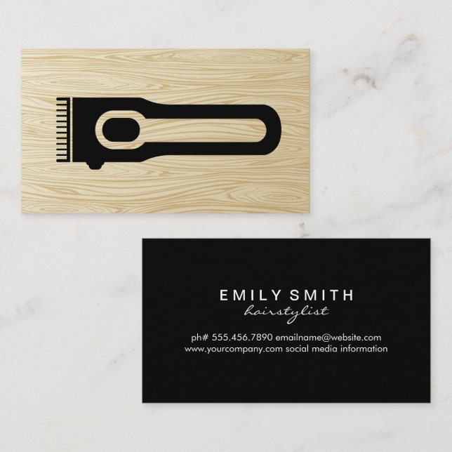 Hair Clipper | Barber | Hair Stylist | Holz Visitenkarte (Vorne/Hinten)