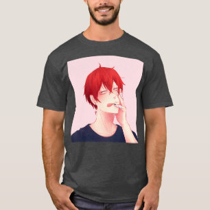Hair Down Tendou Satori Blue Shirt Pink bg