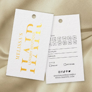 Hair Extensions Boutique Gold Foil Label Hang Tag Geschenkanhänger