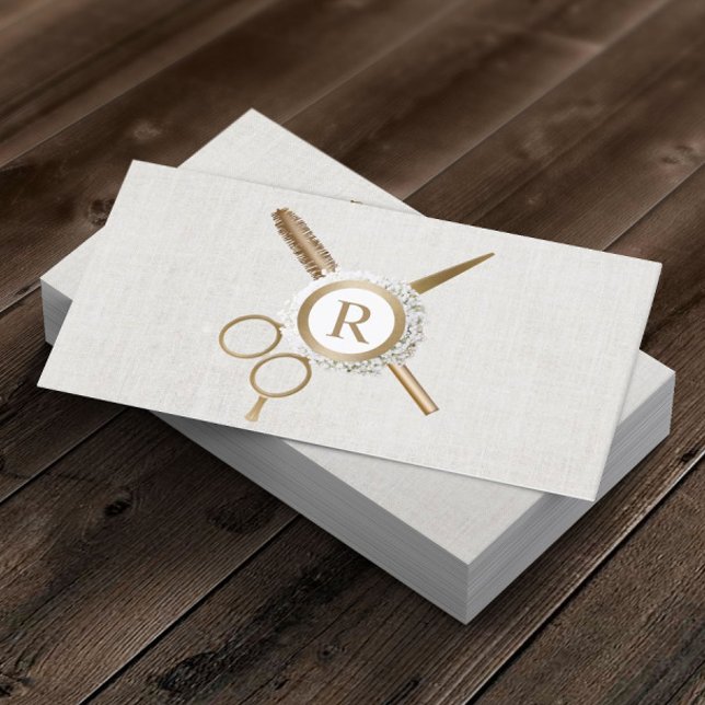 Hair & Eyelash Extensions Gold Monogram Elegant Visitenkarte (Von Creator hochgeladen)