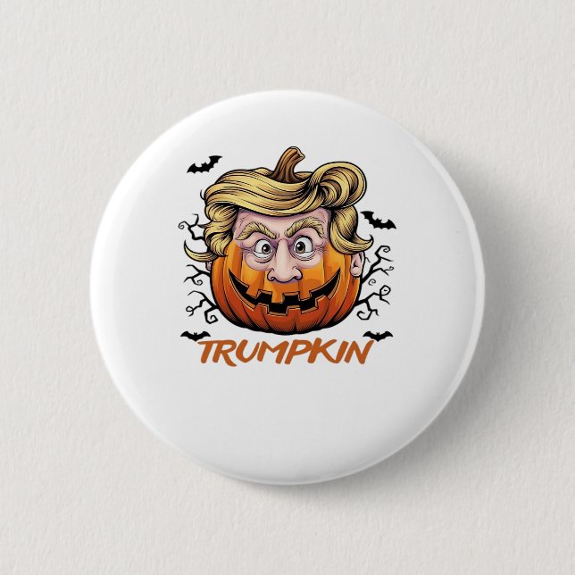 Hair Funny Pumpkin Halloween Boo - Politischer Hum Button (Vorderseite)