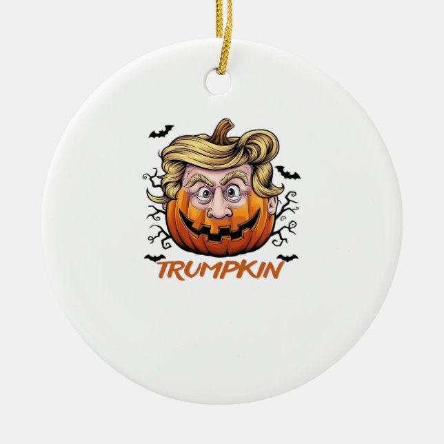 Hair Funny Pumpkin Halloween Boo - Politischer Hum Keramik Ornament (Vorne)