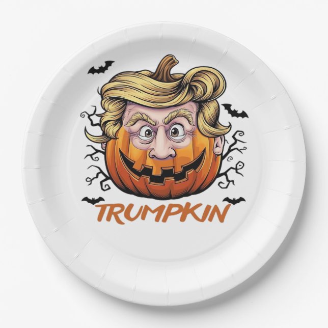 Hair Funny Pumpkin Halloween Boo - Politischer Hum Pappteller (Vorderseite)
