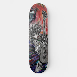 Hair Guitar Art Skateboard