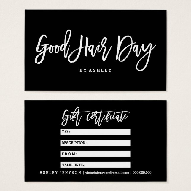 Hair Logo elegante Typografie Geschenkgutschein (Vorne & Hinten)