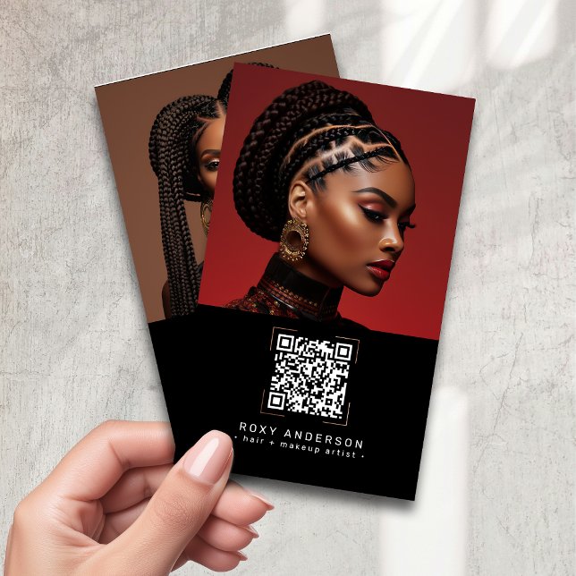 Hair Makeup Artist Moderner QR Code Visitenkarte (Von Creator hochgeladen)