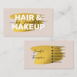 Hair & Makeup Künstler Gold Social Media Icons Visitenkarte